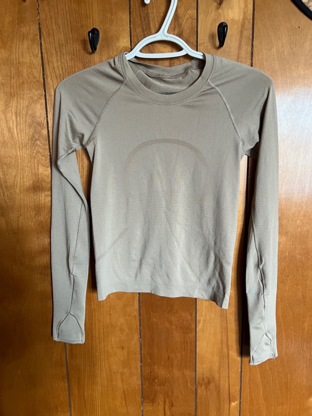 lululemon athletica Long-Sleeve Crew Top in Taupe